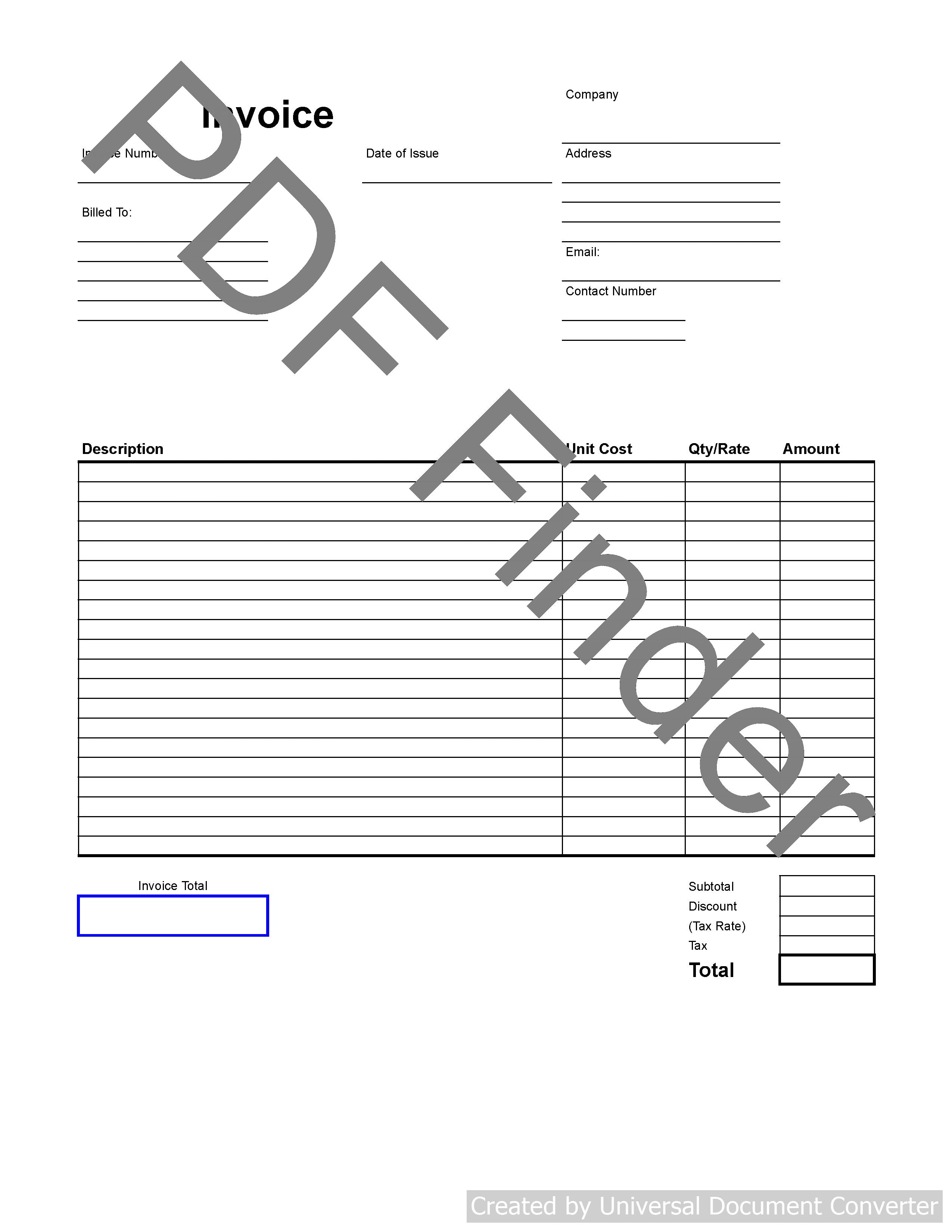 General Blank Invoice