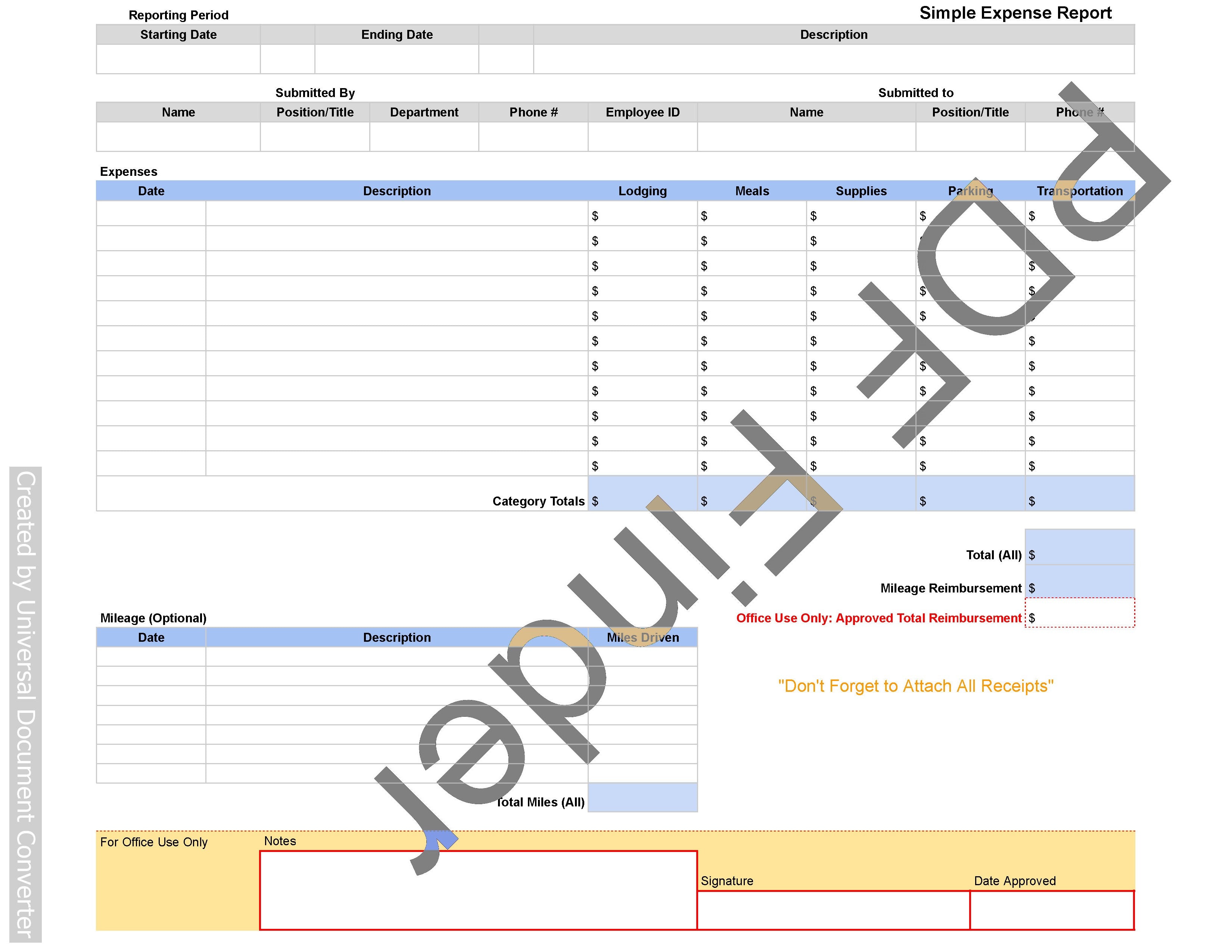 Simple Expense Report