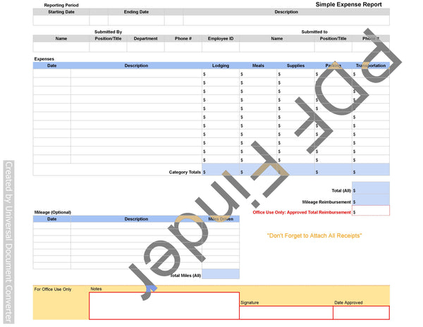 Simple Expense Report